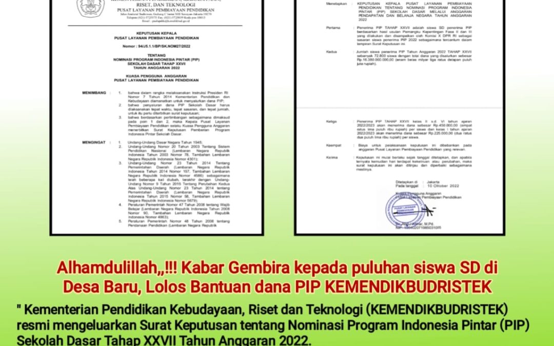 Puluhan Siswa Desa Baru Rasakan Bantuan Beasiswa PIP Pemerintah