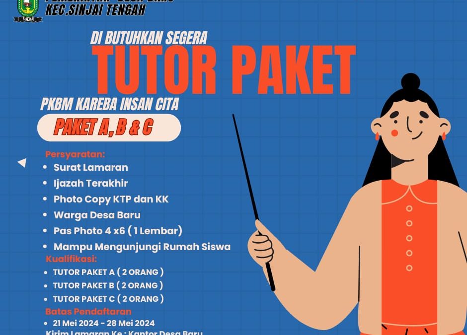 Pengurus Kareba Insan Cita Desa Baru Buka Lamaran Tutor