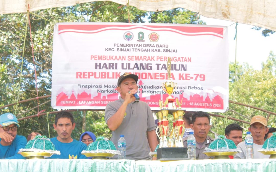 BRIPKA Irsan Idmas Berikan Penyuluhan Bahaya Narkoba Di Acara Pembukaan HUT RI Ke 79 Tingkat Desa Baru.