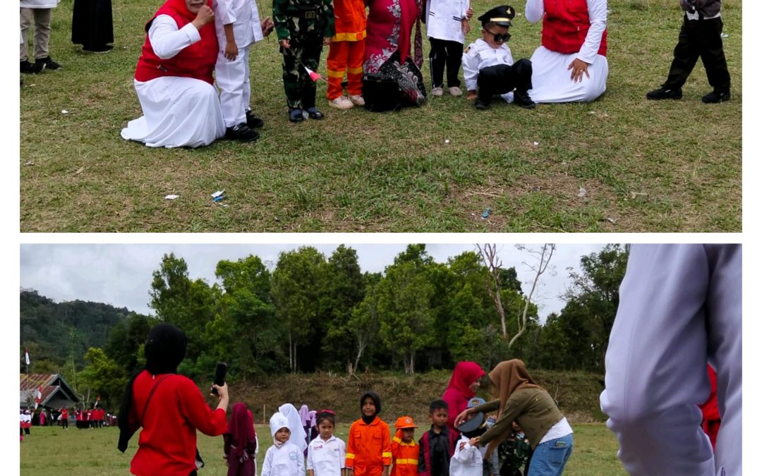 Pendidikan Anak Usia Dini Warnai Gerak Jalan Kemerdekaan Tingkat Desa Baru